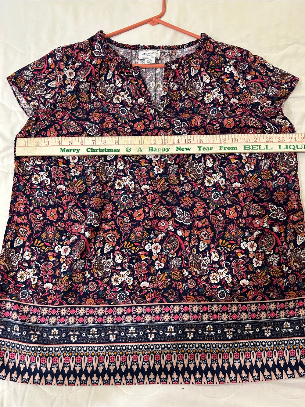 Liz Claiborne Linen Cotton Paisley Top - Picture 6 of 7